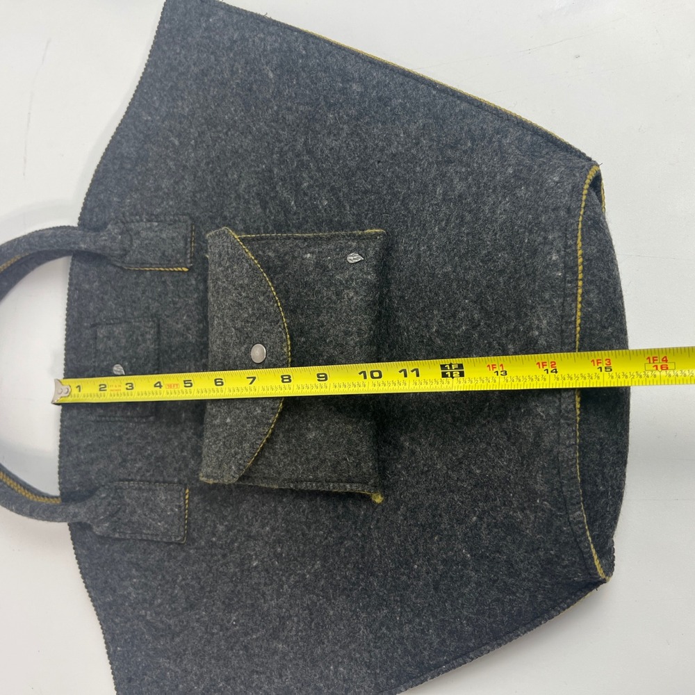 Helen Kaminski Sydney Australia Felted Wool Tote Bag Charcoal Grey Mustard inter - Picture 11 of 11